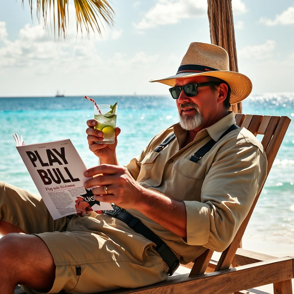 Un allevatore in relax sulla spiaggia